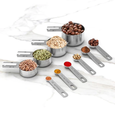 Itopfox Stainless Steel Measuring Cups & Spoons Set, Essential Kitchen Gadgets For Precise Cooking And Baking Needs (10-Piece) 2 Itopfox Stainless Steel Measuring Cups & Spoons Set, Essential Kitchen Gadgets For Precise Cooking And Baking Needs (10-Piece) - Image 2
