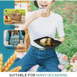 Itopfox 48-Piece Kitchen Plastic Wheat Straw Square Dinnerware Set For 12, Unbreakable Plates, Bowls, Tumblers, Dishwasher Safe, Outdoor Camping Dish -Kid's Home GUEST 3b677e85 b634 406f 80be 6e9efb016afa