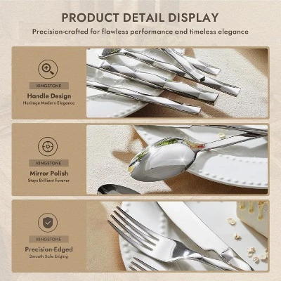 Itopfox Luxury 20-Piece Flatware Set For 4, 18/10 Stainless Steel Cutlery With Diamond Cut Design, Mirror Polished, Dishwasher Safe For Home, Wedding 2 Itopfox Luxury 20-Piece Flatware Set For 4, 18/10 Stainless Steel Cutlery With Diamond Cut Design, Mirror Polished, Dishwasher Safe For Home, Wedding - Image 2