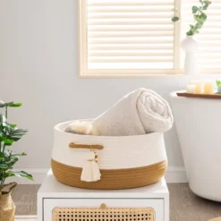 Itopfox Woven Storage Basket For Blankets, Toys, And Laundry - Collapsible Cotton Rope Hamper For Living Room, Nursery, And Home Organization (Brown) 8 Itopfox Woven Storage Basket For Blankets, Toys, And Laundry - Collapsible Cotton Rope Hamper For Living Room, Nursery, And Home Organization (Brown) -Kid's Home GUEST 3cf0f025 5747 44e6 abdd 87c66f5f7793