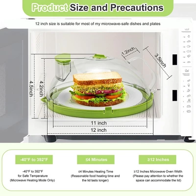Itopfox Microwave Splatter Cover With Steamer, Clear Lid For Food, Kitchen Accessories For Microwave Oven, Green 4 Itopfox Microwave Splatter Cover With Steamer, Clear Lid For Food, Kitchen Accessories For Microwave Oven, Green - Image 4
