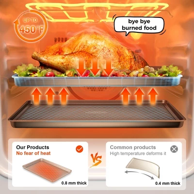 Itopfox Nonstick Cookie Sheet Pan Set Of 3, Heavy Duty Baking Trays With Diamond Texture, Oven Safe For Even Baking, Elegant Champagne Gold Finish 7 Itopfox Nonstick Cookie Sheet Pan Set Of 3, Heavy Duty Baking Trays With Diamond Texture, Oven Safe For Even Baking, Elegant Champagne Gold Finish - Image 7