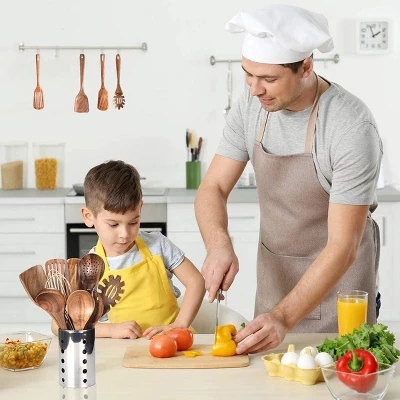 Itopfox 10-Piece Wooden Kitchen Utensil Set - Teak Wood Spoons, Spatulas, Ladle For Non-Stick Cookware, Cooking Tools With Hanging Holes 5 Itopfox 10-Piece Wooden Kitchen Utensil Set - Teak Wood Spoons, Spatulas, Ladle For Non-Stick Cookware, Cooking Tools With Hanging Holes - Image 5