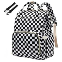 Itopfox Checkered Waterproof Diaper Backpack For Baby Girls And Moms, Large Nappy Bag With Insulated Bottle Pockets -Kid's Home GUEST 4125e26a 6ddc 442f 98e0 b6dacedc1542