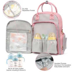 Itopfox Large Capacity Multifunctional Diaper Backpack For Travel & Hospital Use With Multiple Pockets - Pink -Kid's Home GUEST 41946767 ede8 416c 8895 811e3b7c4047