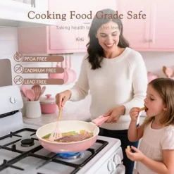 Itopfox 21-Piece Nonstick Pots And Pans Set With Removable Handles, Ceramic Cookware For RV Kitchen, Induction Compatible, Stackable Design, Pink 16 Itopfox 21-Piece Nonstick Pots And Pans Set With Removable Handles, Ceramic Cookware For RV Kitchen, Induction Compatible, Stackable Design, Pink -Kid's Home GUEST 41c8548d c2eb 4893 8947 ef1097d5a0fb