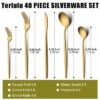 Itopfox 40-Piece Gold Flatware Set For 8, Stainless Steel Cutlery Set With Forks, Knives, Spoons, Elegant Satin Finish For Home, Kitchen, Restaurant