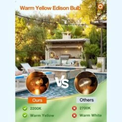 Itopfox 48FT Outdoor String Lights With 18 Edison Vintage Bulbs, 15 Hanging Sockets, ETL Listed Heavy-Duty Decorative Lights For Patio Garden