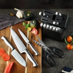 Itopfox Premium German Stainless Steel Knife Block Set With Built-in Sharpener, 15-Piece Kitchen Cutlery Set For Effortless Cutting 14 Itopfox Premium German Stainless Steel Knife Block Set With Built-in Sharpener, 15-Piece Kitchen Cutlery Set For Effortless Cutting -Kid's Home GUEST 43384b41 fe5b 4bb9 87ea 71a669d44568