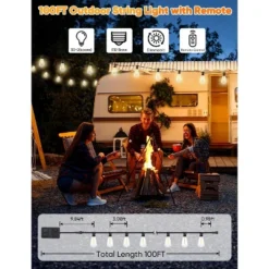 Itopfox LED Outdoor String Lights With Remote, 100FT Commercial Grade Waterproof Patio Lights, 30+2 ST38 Dimmable Edison Bulbs, Warm White Rope Light -Kid's Home GUEST 43d08dcc d3f0 464e bd40 6160a58f12be