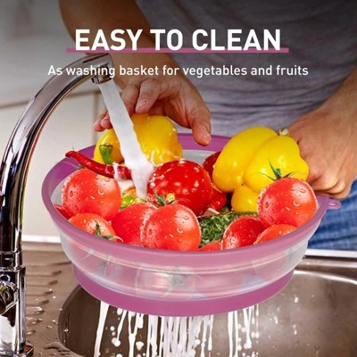 Itopfox Collapsible Microwave Splatter Cover With Vent Holes, Foldable Lid For Dishes & Bowls, Multi-Use Kitchen Splatter Guard & Colander (Purple) 5 Itopfox Collapsible Microwave Splatter Cover With Vent Holes, Foldable Lid For Dishes & Bowls, Multi-Use Kitchen Splatter Guard & Colander (Purple) - Image 5