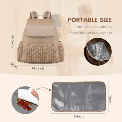 Itopfox Small Baby Diaper Backpack, Water-Resistant Travel Bag For Mom With Changing Pad, Stroller Straps, Lightweight & Stylish - Khaki 1 Itopfox Small Baby Diaper Backpack, Water-Resistant Travel Bag For Mom With Changing Pad, Stroller Straps, Lightweight & Stylish - Khaki