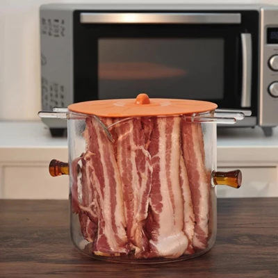 Itopfox Microwave Bacon Cooker With Cover, 2-in-1 Glass Cooking Pot, Microwavable Bacon Grill With Silicone Lid, Easy Clean 3 Itopfox Microwave Bacon Cooker With Cover, 2-in-1 Glass Cooking Pot, Microwavable Bacon Grill With Silicone Lid, Easy Clean - Image 3