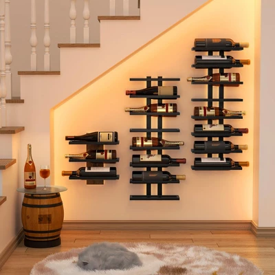 Itopfox 8-Tier Wall Mount Wine Rack For Bottles Display And Storage, Hanging Organizer For Living Room, Dining Room, Wine Cellar, Bar, Black 3 Itopfox 8-Tier Wall Mount Wine Rack For Bottles Display And Storage, Hanging Organizer For Living Room, Dining Room, Wine Cellar, Bar, Black - Image 3