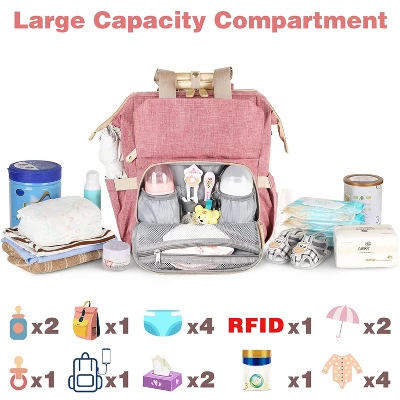 Itopfox Pink Diaper Backpack For Women With Insulated Pockets, USB Charging Port, RFID Anti-Theft Pocket, Stroller Straps, And Waterproof Fabric 4 Itopfox Pink Diaper Backpack For Women With Insulated Pockets, USB Charging Port, RFID Anti-Theft Pocket, Stroller Straps, And Waterproof Fabric - Image 4