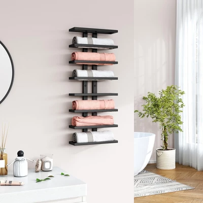 Itopfox 8-Tier Wall Mount Wine Rack For Bottles Display And Storage, Hanging Organizer For Living Room, Dining Room, Wine Cellar, Bar, Black 6 Itopfox 8-Tier Wall Mount Wine Rack For Bottles Display And Storage, Hanging Organizer For Living Room, Dining Room, Wine Cellar, Bar, Black - Image 6