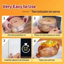 Itopfox Microwave Baked Potato Cooker Cooks In Minutes Tender & Fluffy, Baking Potato Cooker For Microwave Oven, Twice Baked Potatoes Steamer -Kid's Home GUEST 481c5ba8 05ae 473f a1f8 6e6b68da82ab