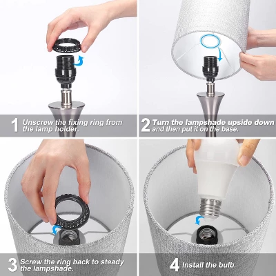 Itopfox 3-Way Touch Control Table Lamp, Dimmable Bedside Desk Lamp With Metal Base, Modern Nightstand Lamp With Grey Shade For Bedroom, Living Room 6 Itopfox 3-Way Touch Control Table Lamp, Dimmable Bedside Desk Lamp With Metal Base, Modern Nightstand Lamp With Grey Shade For Bedroom, Living Room - Image 6