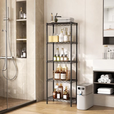 Itopfox 5-Tier Adjustable Wire Shelving Unit For Kitchen, Closet, Laundry, Bathroom, Pantry Organization With Narrow Mesh Gaps, Black 5 Itopfox 5-Tier Adjustable Wire Shelving Unit For Kitchen, Closet, Laundry, Bathroom, Pantry Organization With Narrow Mesh Gaps, Black - Image 5