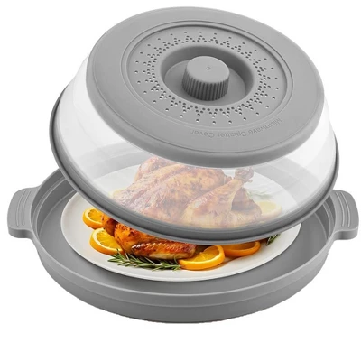 Itopfox Microwave Splatter Cover With Anti-scald Base Plate, Large Plastic & Silicone Vented Collapsible Guard Lid, Plate Holder & Kitchen Colander 8 Itopfox Microwave Splatter Cover With Anti-scald Base Plate, Large Plastic & Silicone Vented Collapsible Guard Lid, Plate Holder & Kitchen Colander - Image 8