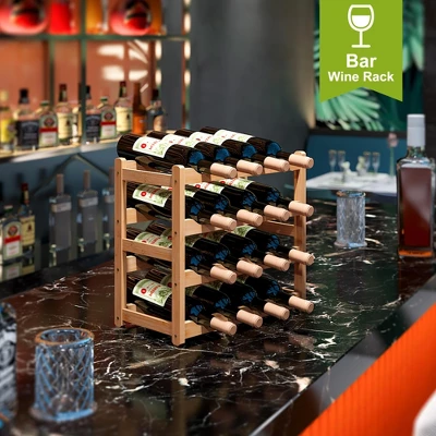 Itopfox Bamboo Wine Rack Storage Cabinet Shelf For 16 Bottles, Countertop Sturdy Kitchen Dining Room Pantry - 4 Tiers (Natural) 3 Itopfox Bamboo Wine Rack Storage Cabinet Shelf For 16 Bottles, Countertop Sturdy Kitchen Dining Room Pantry - 4 Tiers (Natural) - Image 3