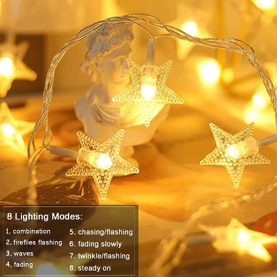 Itopfox Star String Lights Plug In - 100 LED Star Fairy Lights With Remote & Timer, Waterproof For Indoor Outdoor Décor, Warm White 1 Itopfox Star String Lights Plug In - 100 LED Star Fairy Lights With Remote & Timer, Waterproof For Indoor Outdoor Décor, Warm White