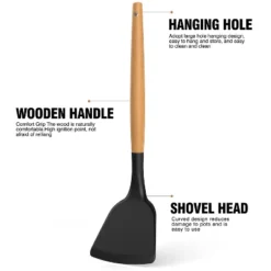 Itopfox Silicone Cooking Utensils Set With Wooden Handles, Heat Resistant Kitchen Tools For Non-Stick Cookware Includes Spatulas, Ladle, Whisk, Tongs 15 Itopfox Silicone Cooking Utensils Set With Wooden Handles, Heat Resistant Kitchen Tools For Non-Stick Cookware Includes Spatulas, Ladle, Whisk, Tongs -Kid's Home GUEST 4c845c35 c4d7 4b83 a25a cb46a9bf38eb