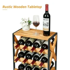 Itopfox 20 Bottle Wine Rack Freestanding Floor With Wood Top Wobble-Free 5 Tier Wine Display Storage Stand Shelf Stackable Modular Wine Bottle Holder -Kid's Home GUEST 4e3695ce 1f35 4f27 8627 0a54322c5c8f