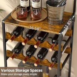 Itopfox 5-Tier Freestanding Wine Rack With Glasses Holder And 4 S Hooks, Corner Mini Bar Cabinet For Small Spaces, Holds 8 Bottles -Kid's Home GUEST 4e665de0 0c29 4ea4 ac59 ae22593977f7