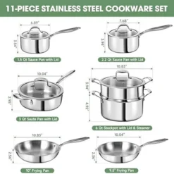 Itopfox 3 Ply Stainless Steel 11-Piece Cookware Set With Lids, Pots And Pans, Non-Toxic, Induction, Oven, Dishwasher Safe, Professional Chef Quality 11 Itopfox 3 Ply Stainless Steel 11-Piece Cookware Set With Lids, Pots And Pans, Non-Toxic, Induction, Oven, Dishwasher Safe, Professional Chef Quality -Kid's Home GUEST 4f3a83fb 5a1c 4193 9a13 9fadef86b81d