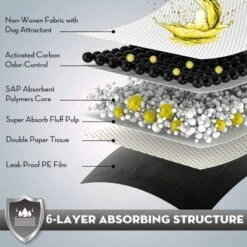 Itopfox Charcoal Pet Pee Pads With Odor-Control & Super Absorbent Up To 10 Cups, 6-Layer Quick Dry & Leak-Proof With Adhesive Tabs, Disposable -Kid's Home GUEST 505c4d40 b747 4416 9ba8 294addf20b3a