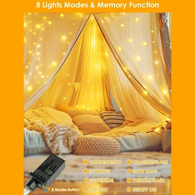 Itopfox 66Ft 200 LED Fairy Lights Plug In, Waterproof String Lights Outdoor & Indoor 8 Modes Christmas Light Bedroom Decor, Timer Twinkle Lights 2 Itopfox 66Ft 200 LED Fairy Lights Plug In, Waterproof String Lights Outdoor & Indoor 8 Modes Christmas Light Bedroom Decor, Timer Twinkle Lights - Image 2