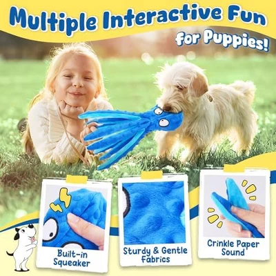 Itopfox 9-Pack Interactive Puppy Dog Toys For Small Dogs, No-Stuffing Squeaky Octopus-Shaped Toy, Cute Plush & Chew Toys For Teething Puppies 1 Itopfox 9-Pack Interactive Puppy Dog Toys For Small Dogs, No-Stuffing Squeaky Octopus-Shaped Toy, Cute Plush & Chew Toys For Teething Puppies