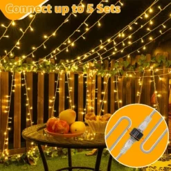 Itopfox 120LED String Lights, Waterproof Connectable Fairy Lights With Timer 8 Modes, Warm White Plug In Christmas Light For Indoor Outdoor Decor