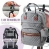 Itopfox Diaper Backpack For Baby Essentials, Multi-Function Waterproof Travel Tote With Stroller Straps & Pacifier Case - Grey