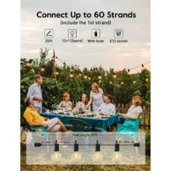 Itopfox Outdoor LED String Lights With 13 Plastic Edison Bulbs, Plug-in, Waterproof Connectable Hanging Light For Backyard Porch Balcony Party Decor