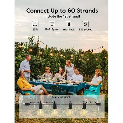 Itopfox Outdoor LED String Lights With 13 Plastic Edison Bulbs, Plug-in, Waterproof Connectable Hanging Light For Backyard Porch Balcony Party Decor 1 Itopfox Outdoor LED String Lights With 13 Plastic Edison Bulbs, Plug-in, Waterproof Connectable Hanging Light For Backyard Porch Balcony Party Decor