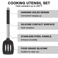 Itopfox 7-Piece Silicone Cooking Utensil Set With Stainless Steel Handles, Heat Resistant For Nonstick Cookware, Includes Ladle, Turner, Spoon -Kid's Home GUEST 532384ed 2936 4717 aaed 3c70fa2a66ad