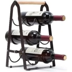 Itopfox Wine Rack, 6 Bottle Wooden Countertop Free Standing Shelf, 3 Tier Bottle Holder Stand For Home Bar Tabletop, Kitchen Storage -Kid's Home GUEST 53582210 f15e 455e abe9 975afe944ab9
