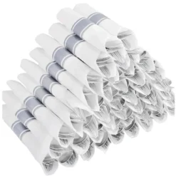 Itopfox 50 Guests Pre Rolled Silver Plastic Silverware Sets - Heavy Duty Cutlery With Napkins For Parties, Dinners & Weddings -Kid's Home GUEST 53add480 e755 4805 9f03 dc3b05dd51c9