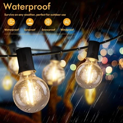 Itopfox 100FT LED Outdoor String Lights With 52 Shatterproof G40 Dimmable Bulbs, 2-Pack Waterproof Hanging Lights For Patio Backyard Porch Party 2 Itopfox 100FT LED Outdoor String Lights With 52 Shatterproof G40 Dimmable Bulbs, 2-Pack Waterproof Hanging Lights For Patio Backyard Porch Party - Image 2