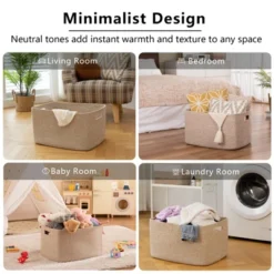 Itopfox Woven Blanket Storage Basket With Handle, Cotton Rope Basket For Organizing, Blanket Basket For Living Room, Toy Basket For Nursery, Brown -Kid's Home GUEST 53ea2e03 0141 4125 8119 7400bbc79fa0