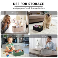 Itopfox 4 Pack Small Woven Storage Baskets For Organizing, Mini Rope Bins For Towels, Cute Decorative Closet Organizer, Baby Nursery, Gift Baskets -Kid's Home GUEST 546c4341 74bc 432a a873 c47a6ce85dc1