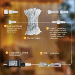 Itopfox 300 LED Curtain String Lights With Remote, 8 Modes, Connectable Waterproof Fairy Lights For Bedroom, Wedding, Outdoor, Christmas Party, White -Kid's Home GUEST 56a558f5 6598 49f7 8e3b dc7e6721ccba