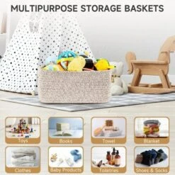 Itopfox 3-Pack Small Storage Baskets For Organizing, Woven Shelf Toy Basket, Rope Baskets For Gifts Empty, Closet Organizer Bins With Handles -Kid's Home GUEST 572b6799 db4a 447c 9694 3ddec997c8cc