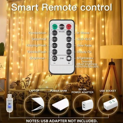 Itopfox 200 LED Curtain Lights For Bedroom, Hanging String Light Outdoor, Fairy Lights Indoor For Christmas, Dorm, Wall, Backdrop, Window, Wedding 4 Itopfox 200 LED Curtain Lights For Bedroom, Hanging String Light Outdoor, Fairy Lights Indoor For Christmas, Dorm, Wall, Backdrop, Window, Wedding - Image 4