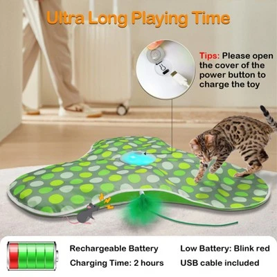 Itopfox Interactive Cat Toy With Moving Feathers & Real Mouse Sounds, Touch Activated Exercise Toy For Indoor Cats, Rechargeable 1 Itopfox Interactive Cat Toy With Moving Feathers & Real Mouse Sounds, Touch Activated Exercise Toy For Indoor Cats, Rechargeable