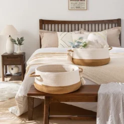 Itopfox Woven Storage Basket For Blankets, Toys, And Laundry - Collapsible Cotton Rope Hamper For Living Room, Nursery, And Home Organization (Brown) 10 Itopfox Woven Storage Basket For Blankets, Toys, And Laundry - Collapsible Cotton Rope Hamper For Living Room, Nursery, And Home Organization (Brown) -Kid's Home GUEST 58254176 3d59 450a af29 b1f995153fe9