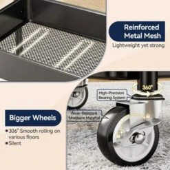 Itopfox 3-Tier Metal Rolling Cart With Wheels, Hanging Cups & Hooks, Heavy Duty Mesh Storage Organizer For Kitchen, Office, Craft -Kid's Home GUEST 58870d97 25b4 4e9d a979 3988b0cb9498