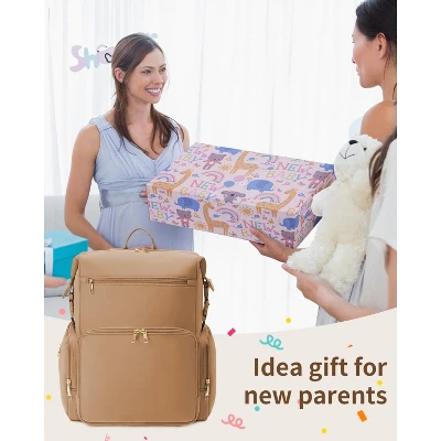 Itopfox Neoprene Waterproof Diaper Backpack For Parents With Changing Pad, Large Storage & 10 Pockets, Travel-Friendly Design (Oat) 2 Itopfox Neoprene Waterproof Diaper Backpack For Parents With Changing Pad, Large Storage & 10 Pockets, Travel-Friendly Design (Oat) - Image 2